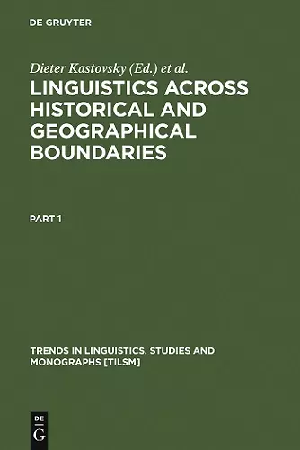 Linguistics across Historical and Geographical Boundaries cover