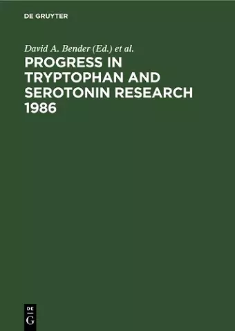 Progress in Tryptophan and Serotonin Research 1986 cover