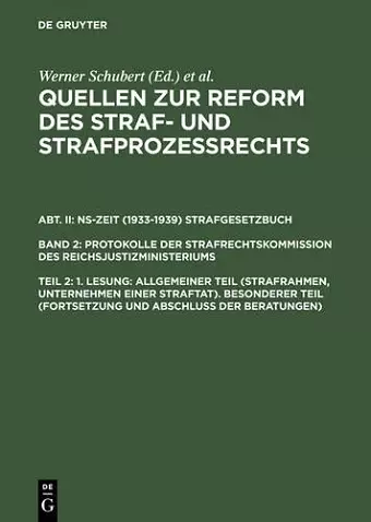 Quellen zur Reform des Straf- und Strafprozeßrechts, Teil 2, 1. Lesung cover