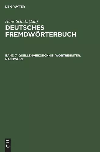 Quellenverzeichnis, Wortregister, Nachwort cover