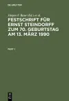 Festschrift Für Ernst Steindorff Zum 70. Geburtstag Am 13. März 1990 cover