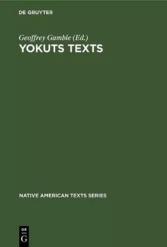 Yokuts Texts cover