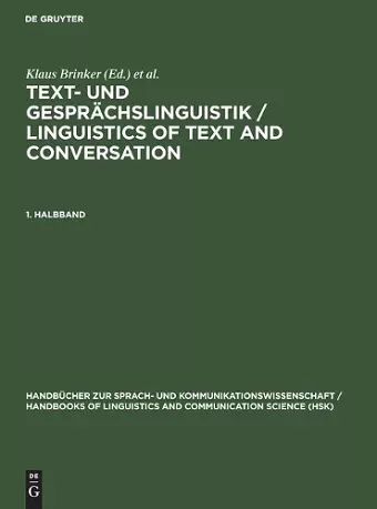 Text- und Gesprächslinguistik 1. Halbband cover