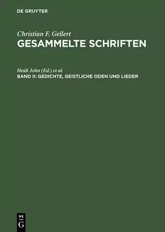 Gesammelte Schriften, Bd II, Gedichte, Geistliche Oden und Lieder cover