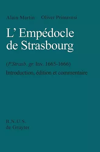 L'Empédocle de Strasbourg (P. Strasb. gr. Inv. 1665-1666) cover