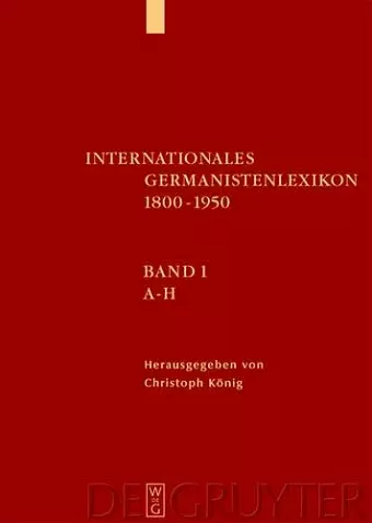 Internationales Germanistenlexikon 1800-1950 cover