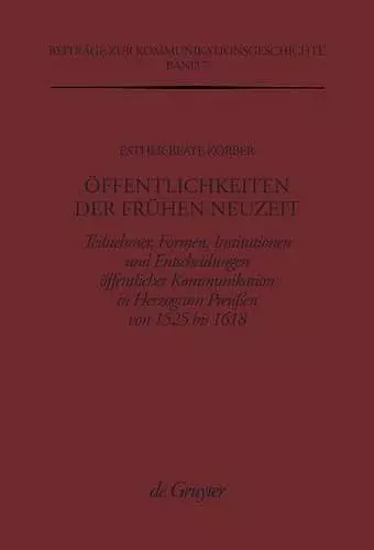 Öffentlichkeiten der Frühen Neuzeit cover