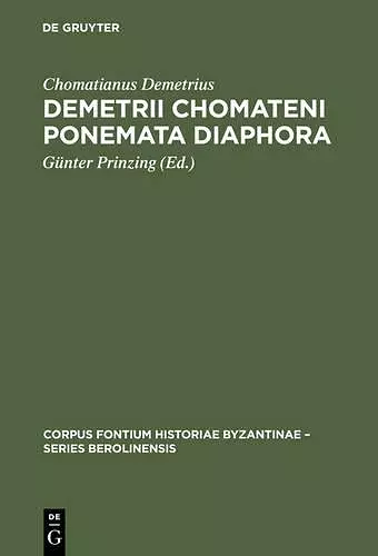 Demetrii Chomateni Ponemata diaphora cover