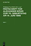 Festschrift Für Alexander Böhm Zum 70. Geburtstag Am 14. Juni 1999 cover