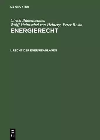 Energierecht, I, Recht der Energieanlagen cover