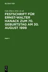 Festschrift Für Ernst-Walter Hanack Zum 70. Geburtstag Am 30. August 1999 cover