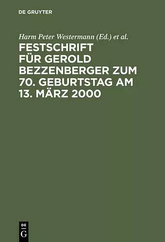 Festschrift Für Gerold Bezzenberger Zum 70. Geburtstag Am 13. März 2000 cover