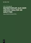 Repertorium aus dem Archiv Walter de Gruyter cover