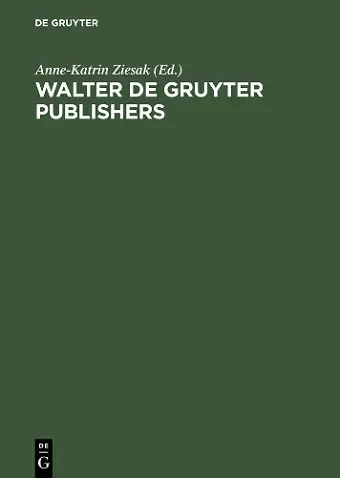 Walter de Gruyter Publishers cover