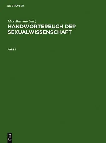Handwörterbuch Der Sexualwissenschaft cover