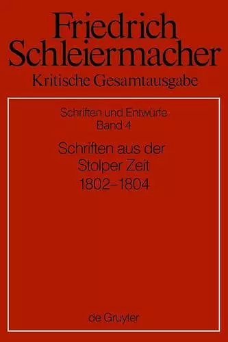 Schriften aus der Stolper Zeit (1802-1804) cover