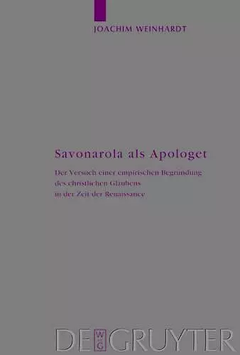 Savonarola als Apologet cover