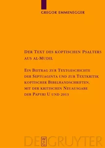 Der Text des koptischen Psalters aus al-Mudil cover