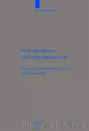 Vom offenbaren und verborgenen Gott cover