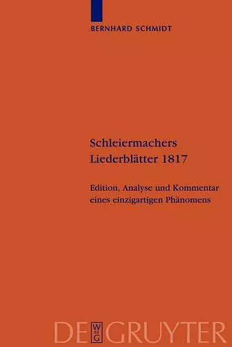 Schleiermachers Liederblätter 1817 cover