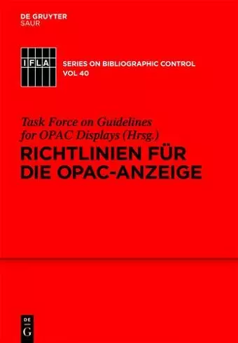 Richtlinien für die OPAC-Anzeige cover
