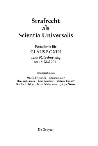 Festschrift für Claus Roxin zum 80. Geburtstag am 15. Mai 2011 cover