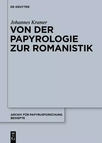 Von der Papyrologie zur Romanistik cover