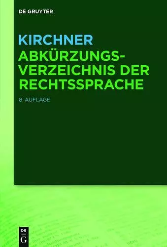 Kirchner - Abkürzungsverzeichnis der Rechtssprache cover