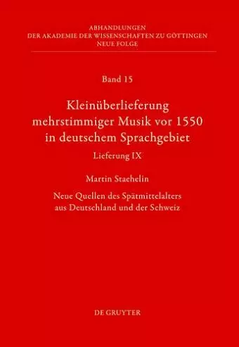 Kleinüberlieferung mehrstimmiger Musik vor 1550 in deutschem Sprachgebiet, Lieferung IX cover