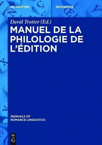 Manuel de la philologie de l'édition cover