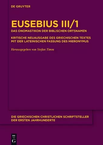 Das Onomastikon der biblischen Ortsnamen cover