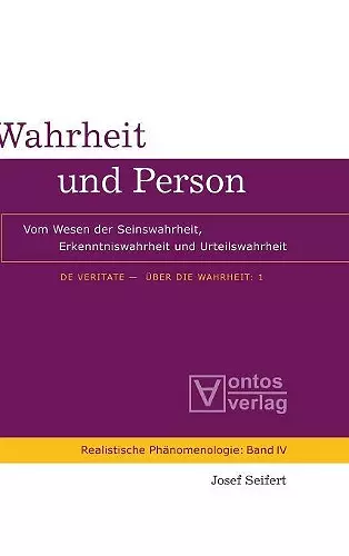 De Veritate - Über die Wahrheit, Band 1, Wahrheit und Person cover