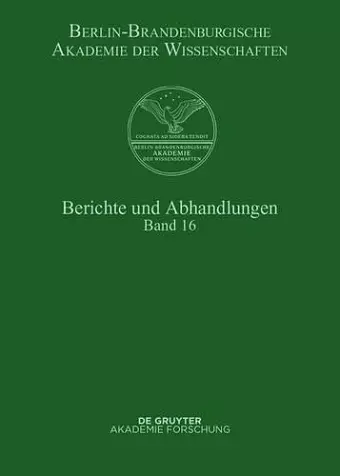 Berichte und Abhandlungen, Band 16, Berichte und Abhandlungen Band 16 cover