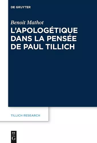 L'Apologétique Dans La Pensée de Paul Tillich cover