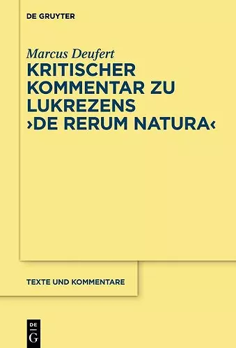 Kritischer Kommentar zu Lukrezens De rerum natura cover