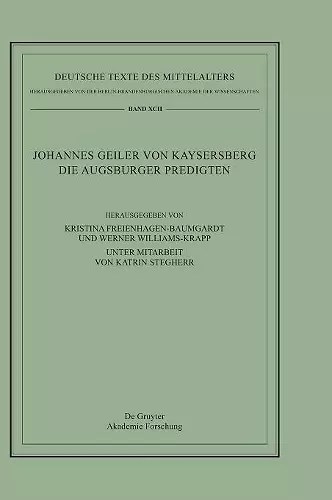 Johannes Geiler von Kaysersberg, Die Augsburger Predigten cover