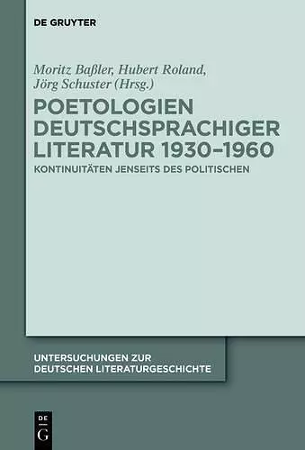 Poetologien deutschsprachiger Literatur 1930-1960 cover