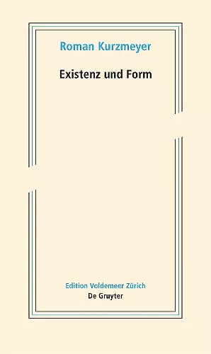 Existenz und Form cover