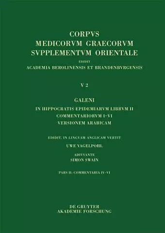 Galeni in Hippocratis Epidemiarum librum II commentariorum IV-VI versio Arabica et indices cover