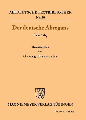 Der Deutsche Abrogans cover