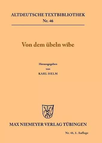 Von dem übeln wîbe cover