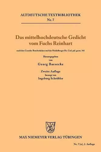 Das mittelhochdeutsche Gedicht vom Fuchs Reinhart cover