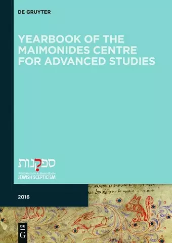 Yearbook of the Maimonides Centre for Advanced Studies. 2016 cover