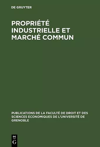Propriété industrielle et marché commun cover