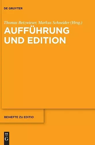 Aufführung Und Edition cover