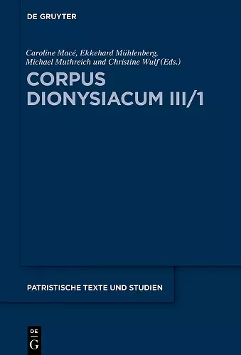 Corpus Dionysiacum III/1 cover