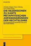 Die Rezensionen zu Kants Metaphysischen Anfangsgründen der Rechtslehre cover
