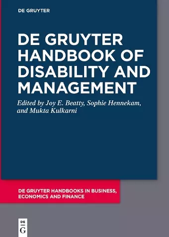 De Gruyter Handbook of Disability and Management cover