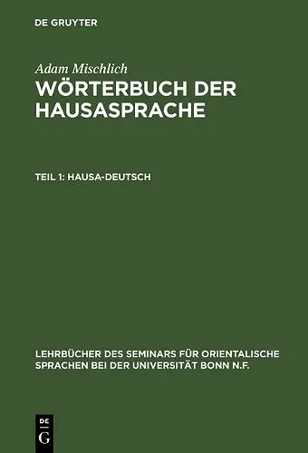 Wörterbuch der Hausasprache, Teil 1, Hausa-Deutsch cover