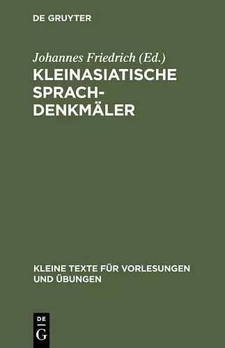 Kleinasiatische Sprachdenkmäler cover